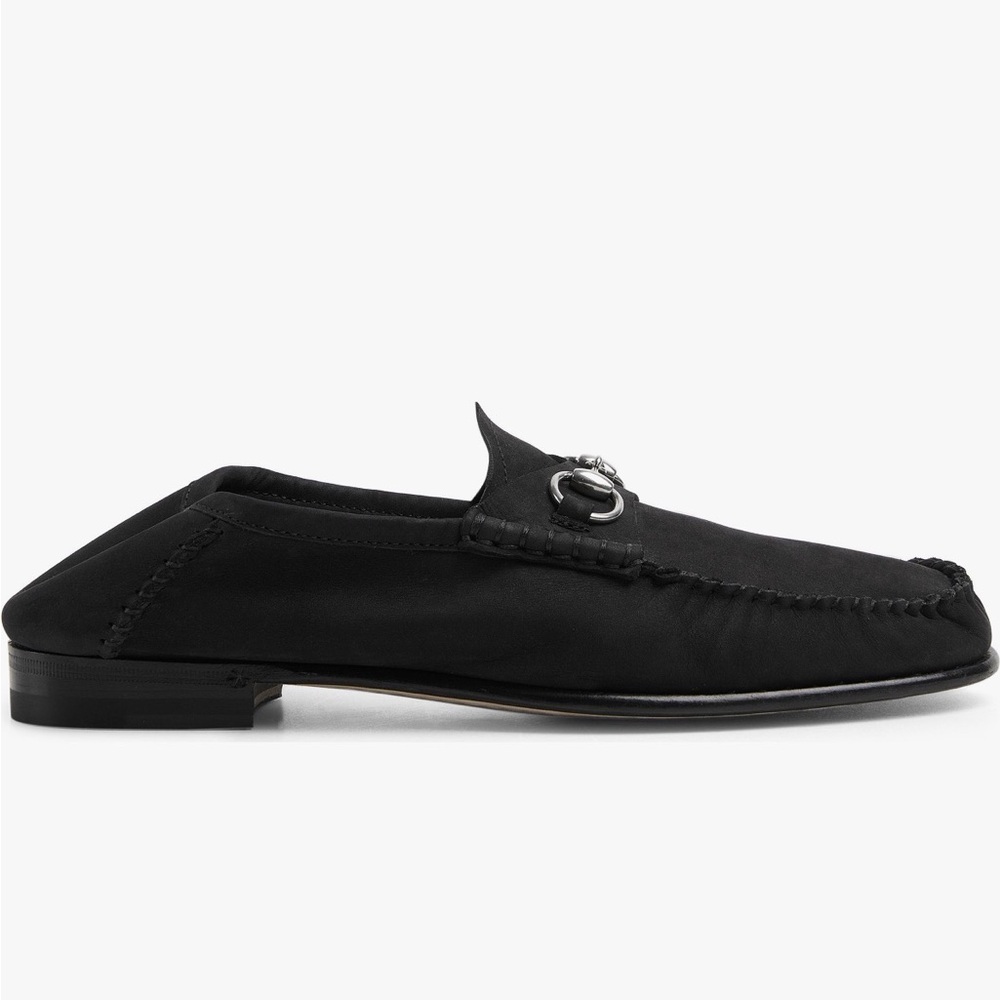Gucci Black Leather Loafers with Silver Detail - Picture 4 of 7